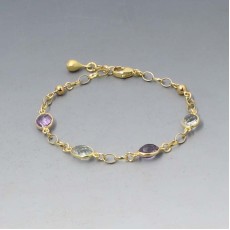 Amethyst and Gold Suffragette Bracelet