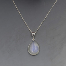 Solid Moonstone  Silver Necklace