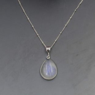 Solid Moonstone  Silver Necklace