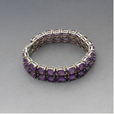 Double Row Amethyst and Silver Bracelet