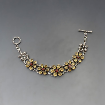Doug Paulus Citrine and Silver Flower Bracelet