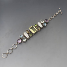 Multi Gem Silver and Pearl Bracelet