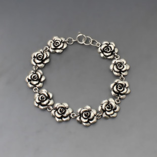 Sterling Silver Roses Bracelet