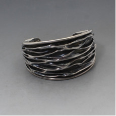 Textured Silver Cuff Bangle