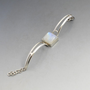 Square Moonstone and Silver Bracelet