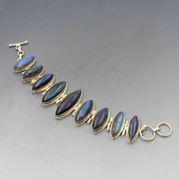 Labradorite Eclipse Silver Bracelet