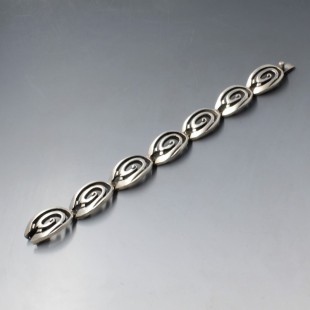 Los Ballesteros Solid Sterling Silver Circles Mexico Bracelet