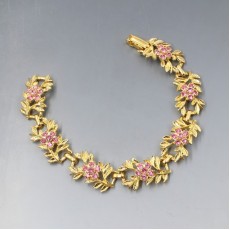 Pink Crystal Gold Tone  Bracelet