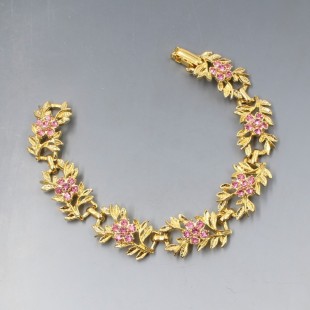 Pink Crystal Gold Tone  Bracelet