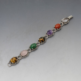 Multi Gemstone Silver Bracelet