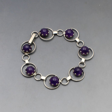 Scandinavian amethyst 835 silver bracelet 