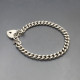 Silver Curb Chain Heart Padlock Bracelet 