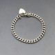 Silver Curb Chain Heart Padlock Bracelet 