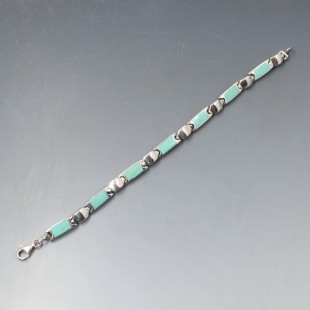 Turquoise Silver Link Bracelet
