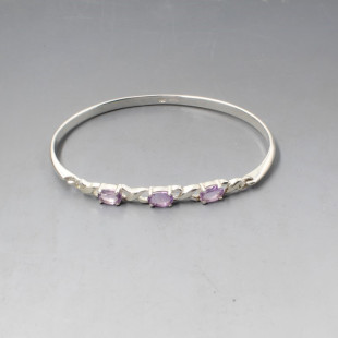 Amethyst Trio and Silver Bangle