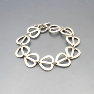 Designer Flat Silver Modernist Bracelet