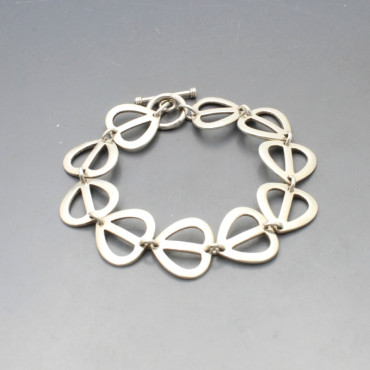 Designer Flat Silver Modernist Bracelet