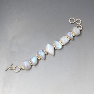 Chunky Moonstone and Sterling Silver Bracelet