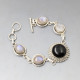 Vintage Moonstone Onyx and Silver Bracelet