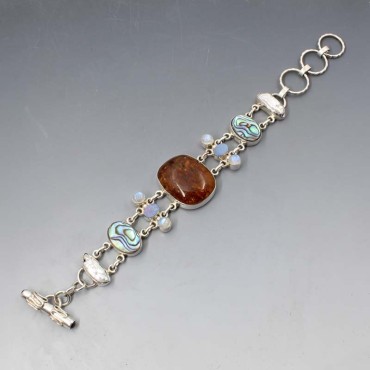  Multi Gemstone Sterling Silver Bracelet