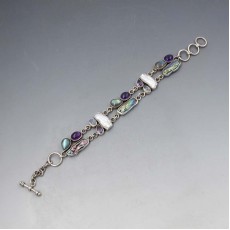 Multi Gem and Biwa Pearl Bracelet