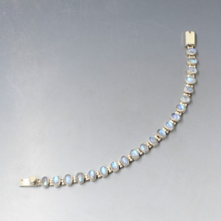 Blue Moonstone Silver Link Bracelet