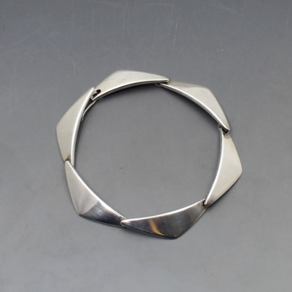 Bracelet Bangle Hans Hansen Argent Sterling 925 - Vintage Danemark, Fait Main, 8 Pouces