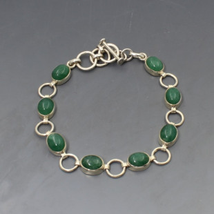 Jade and Silver Ovals Bracelet