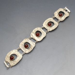 Carnelian Silver Modernist Bracelet