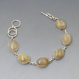 Rutilated Quartz Silver Bracelet