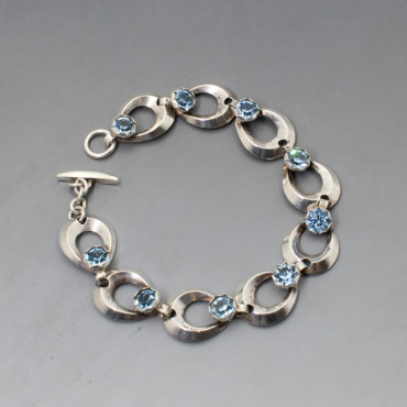 Herman Siersbol Silver Light Blue Bracelet