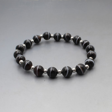 Black Banded Agate Stretch Bracelet
