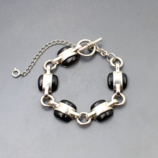 Black Onyx and Silver Bracelet
