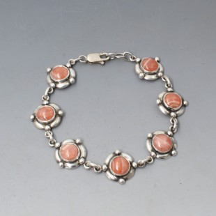 Rhodochrosite Silver Bracelet