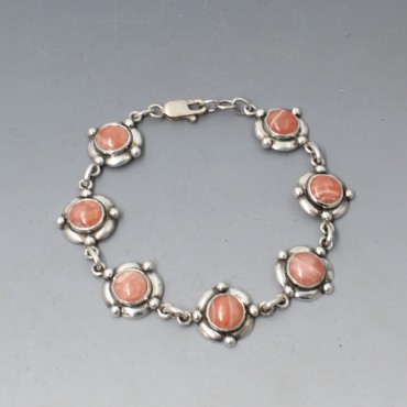 Rhodochrosite Silver Bracelet