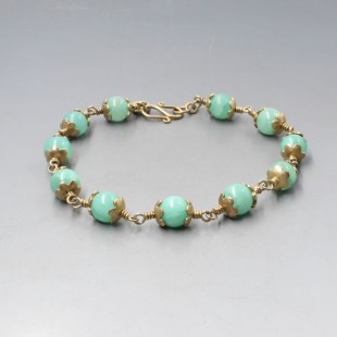 Jade Beads Gold Vermeil Bracelet