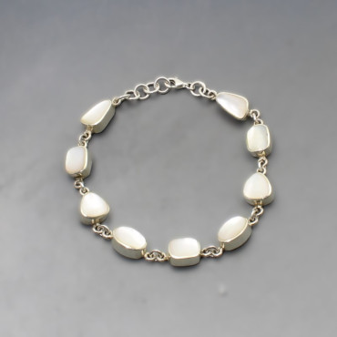 White Moonstone Silver Bracelet