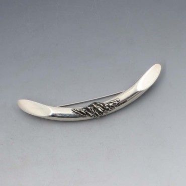 Modernist Silver Arc Brooch