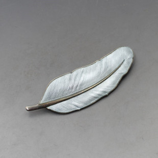 Viggo Pedersen Enamel and Silver Feather Brooch