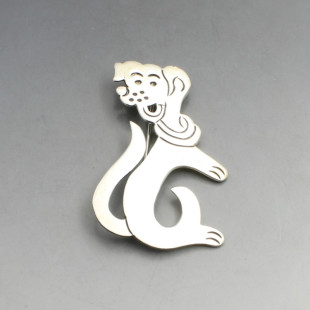 Mexico Taxco Silver Dog Brooch