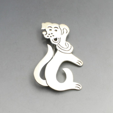 Mexico Taxco Silver Dog Brooch