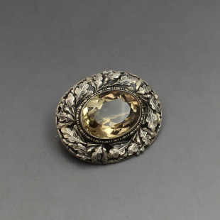 Citrine and Silver Brooch