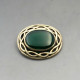 Green Agate Silver Oval Brooch