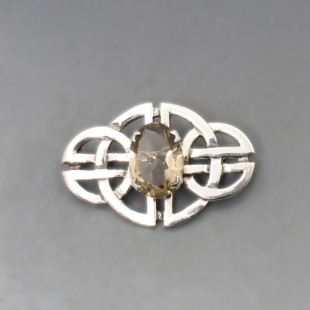 John Fraser Smokey Quartz and Silver Brooch 