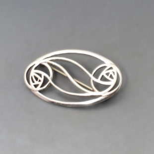 Rennie Mackintosh Style Silver Brooch