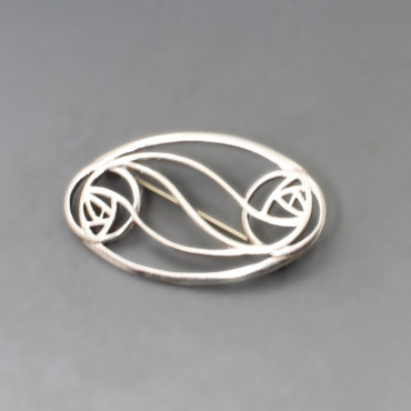 Rennie Mackintosh Style Silver Brooch