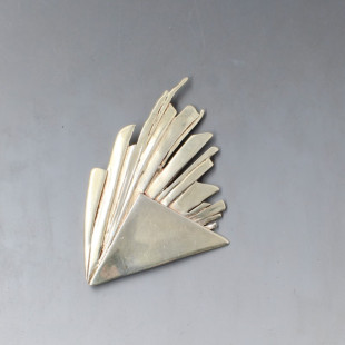 Large Modernist Silver Leaf Brooch