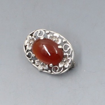 Small Bernard Instone Style Carnelian and Silver Brooch 