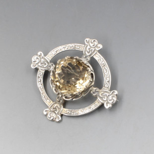 Robert Allison Scottish Citrine and Silver Brooch