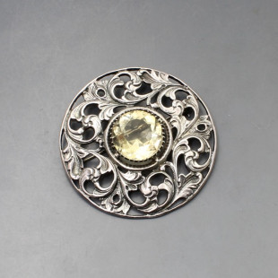 H Wright and Son Citrine and Silver Brooch